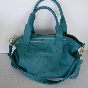 Cuore & Pelle TEAL PEBBLE LEATHER LARGE Amelia Bag SATCHEL SHOULDER/CROSSBODY